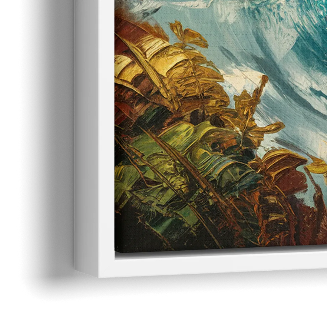 Seaside Rocky Cliffs - Close-Up White Frame Canvas