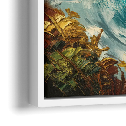 Seaside Rocky Cliffs - Close-Up White Frame Canvas