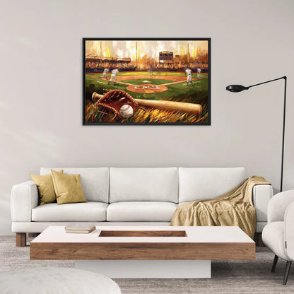 Greensboro Baseball Heritage - Living Room Black Frame Canvas
