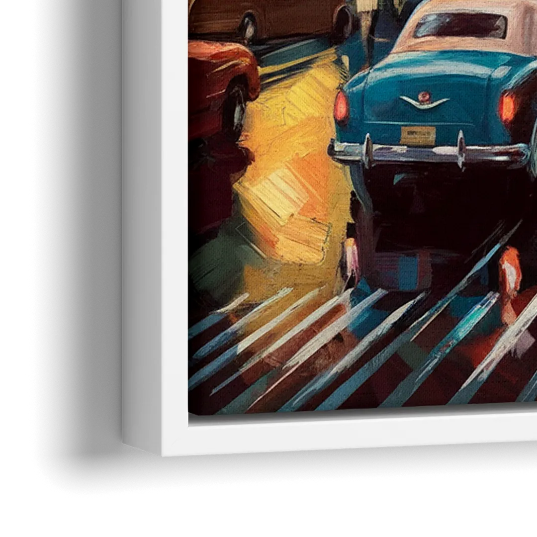 New York City Times Square at Midnight - Close-Up White Frame Canvas