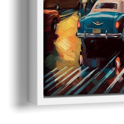 New York City Times Square at Midnight - Close-Up White Frame Canvas