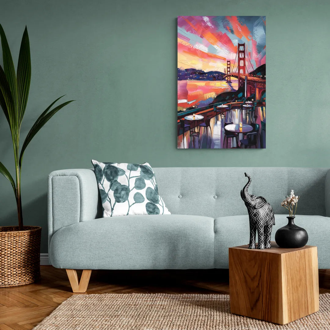 San Francisco Sunset Over the Bay - Canvas Wall Art Living Room