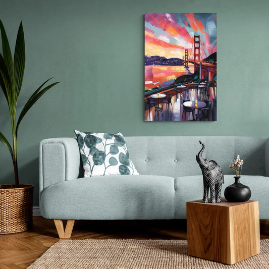 San Francisco Sunset Over the Bay - Canvas Wall Art Living Room