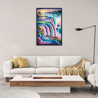 Niagara Falls Summer View - Living Room Black Frame Canvas