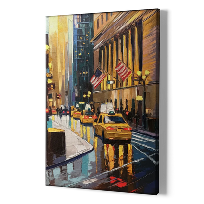 New York City Wall Street Vibes Flags - Canvas Print Art Sides