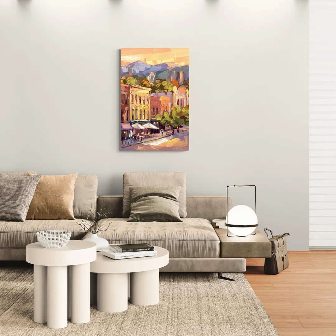 Asheville Downtown Landmarks - Canvas Wall Art Living Room