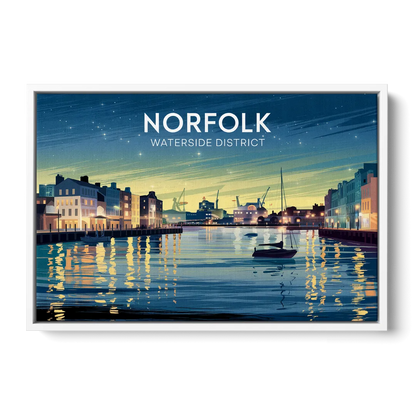 Norfolk Waterside District - White Frame Canvas