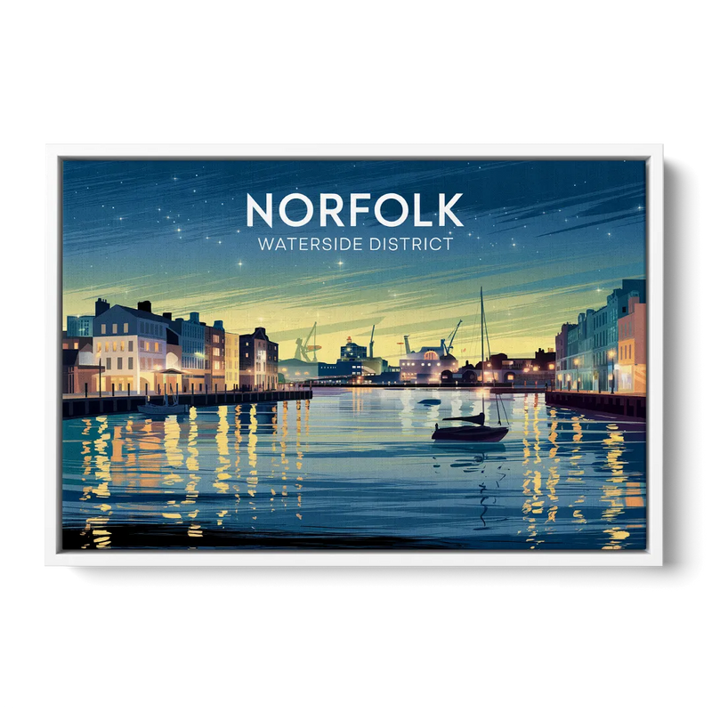 Norfolk Waterside District - White Frame Canvas