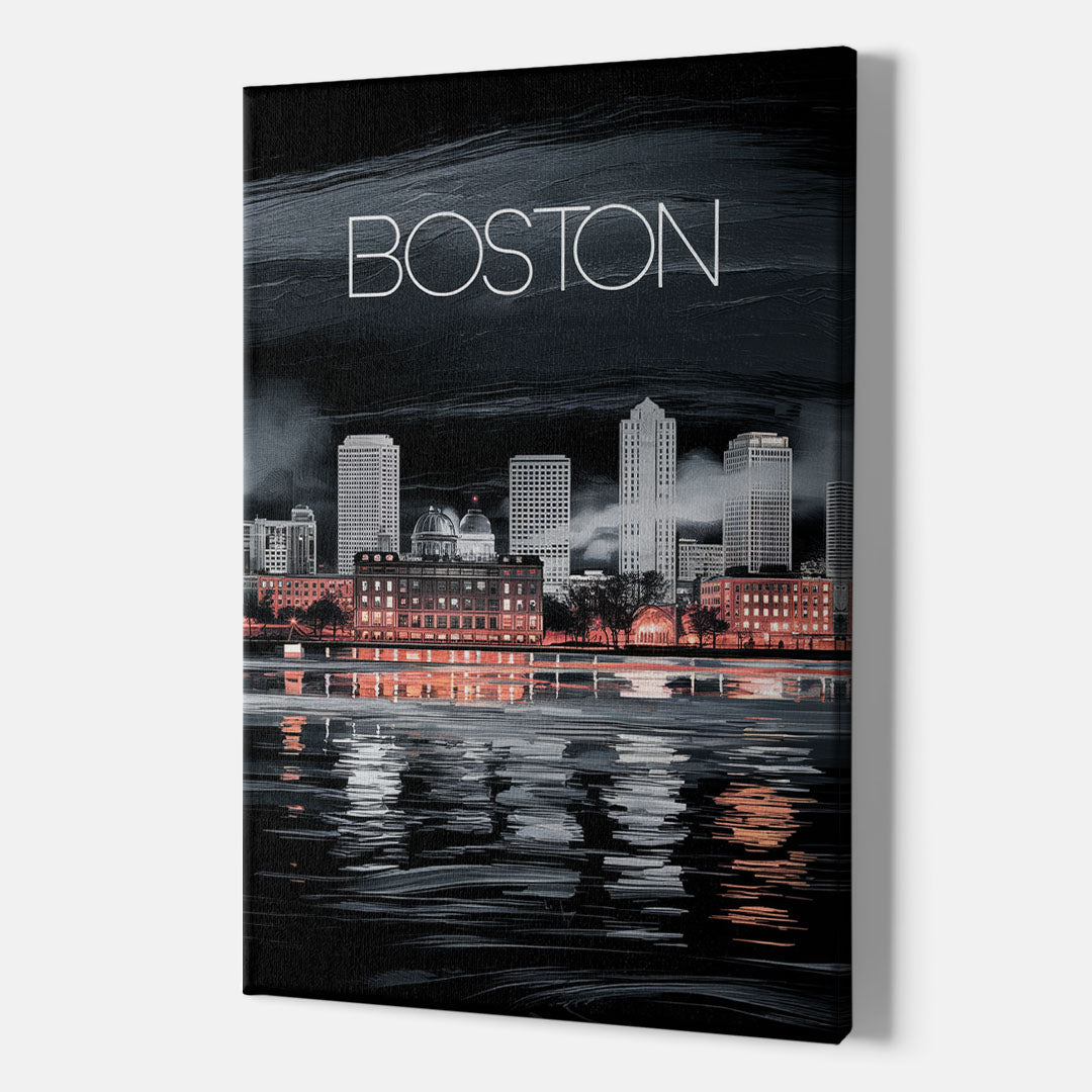 Boston Black and White Aesthetic - Canvas Wall Art Indoor