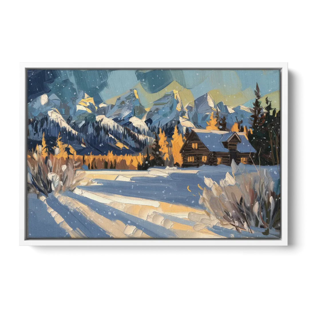 Jackson Hole Winter Wonderland - White Frame Canvas