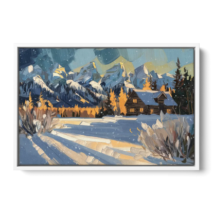 Jackson Hole Winter Wonderland - White Frame Canvas