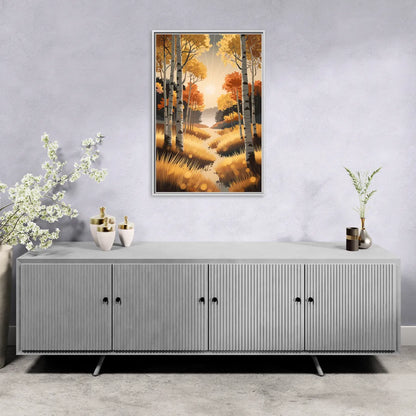 Aspen Sunrise Glow - Living Room White Frame Canvas