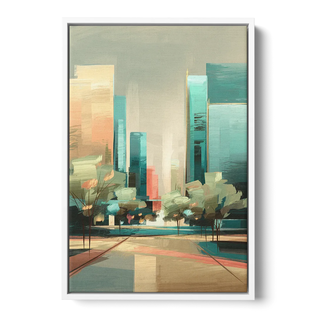 Dallas Arts District - White Frame Canvas