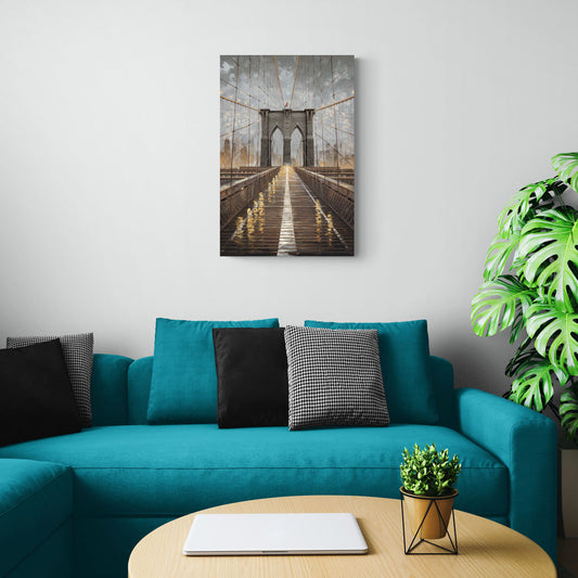 New York City Brooklyn Bridge View - Canvas Wall Art Living Room