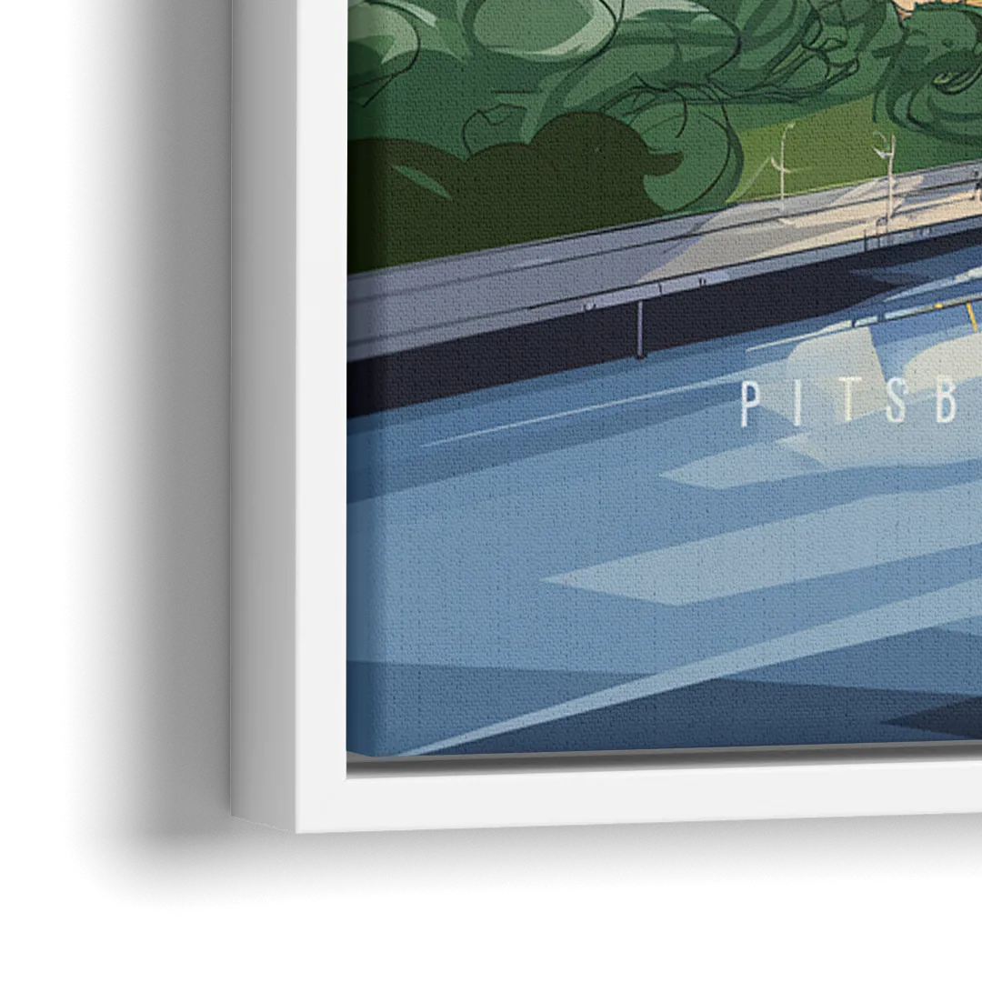 Pittsburgh Golden Triangle View - Close-Up White Frame Canvas