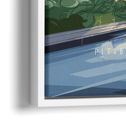 Pittsburgh Golden Triangle View - Close-Up White Frame Canvas