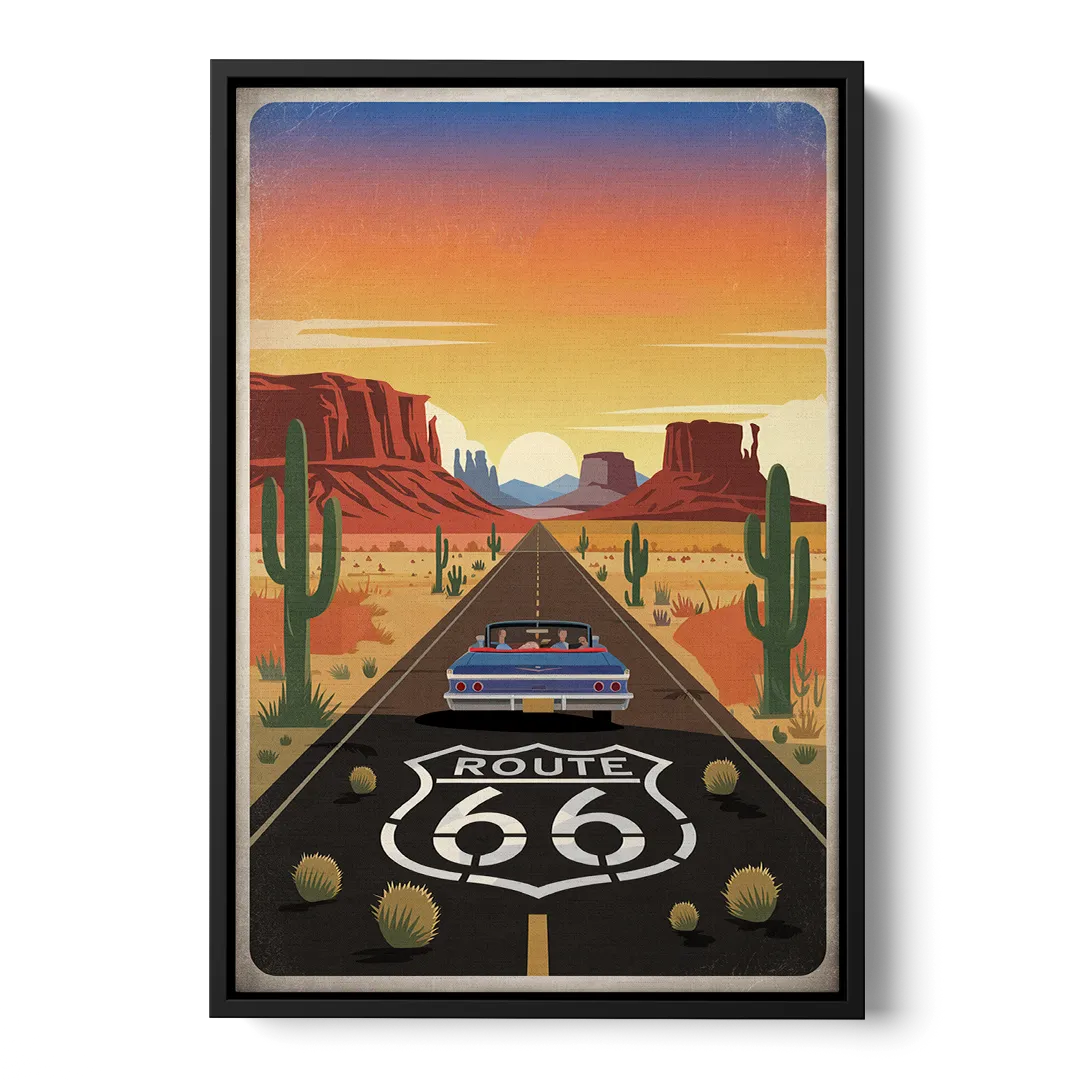 Springfield Route 66 - Black Frame Canvas