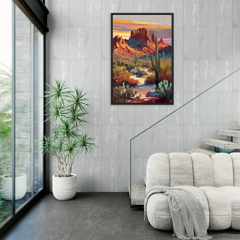 Phoenix Arizona Mountainscape - Living Room Black Frame Canvas