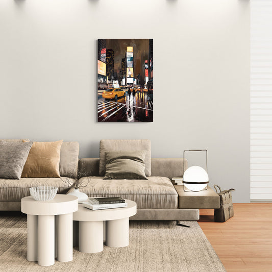 New York City Times Square in Motion Night - Canvas Wall Art Living Room