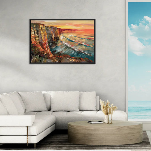 San Diego Sunset Cliffs - Living Room Black Frame Canvas