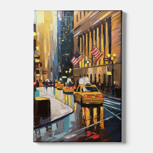 New York City Wall Street Vibes Flags - Canvas Wall Art