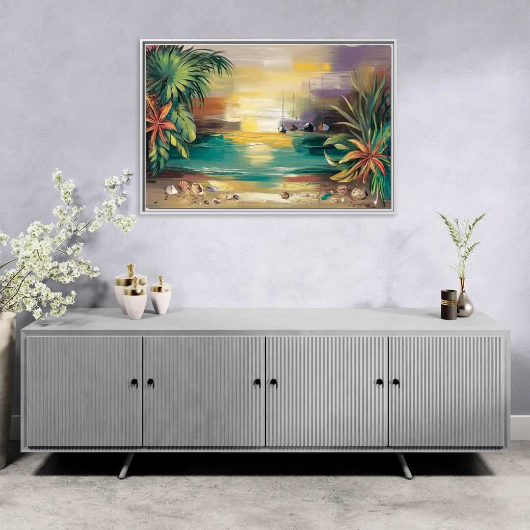 Tampa Waterfront Serenity - Living Room White Frame Canvas