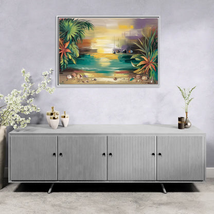Tampa Waterfront Serenity - Living Room White Frame Canvas