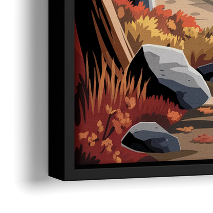 Lake Tahoe Autumn Colors - Close-Up Black Frame Canvas