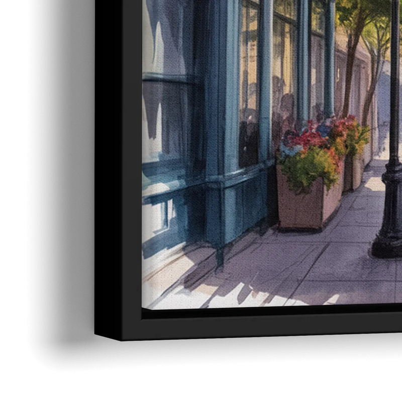 Quebec City Old Streets - Close-Up Black Frame Canvas