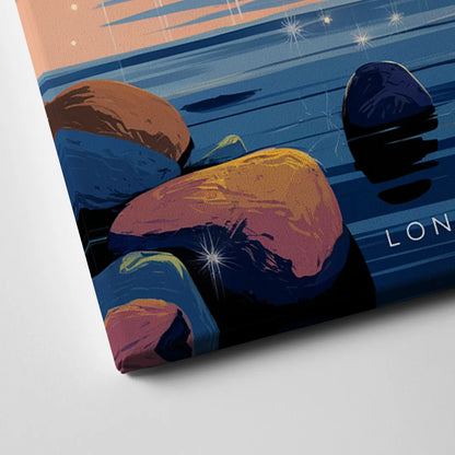 Long Beach Cityscape Evening Lights Canvas Close Up