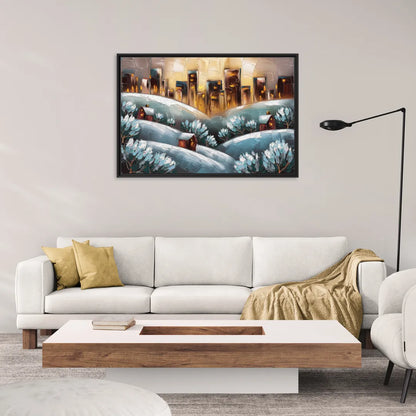 Fort Wayne Winter Wonderland - Living Room Black Frame Canvas