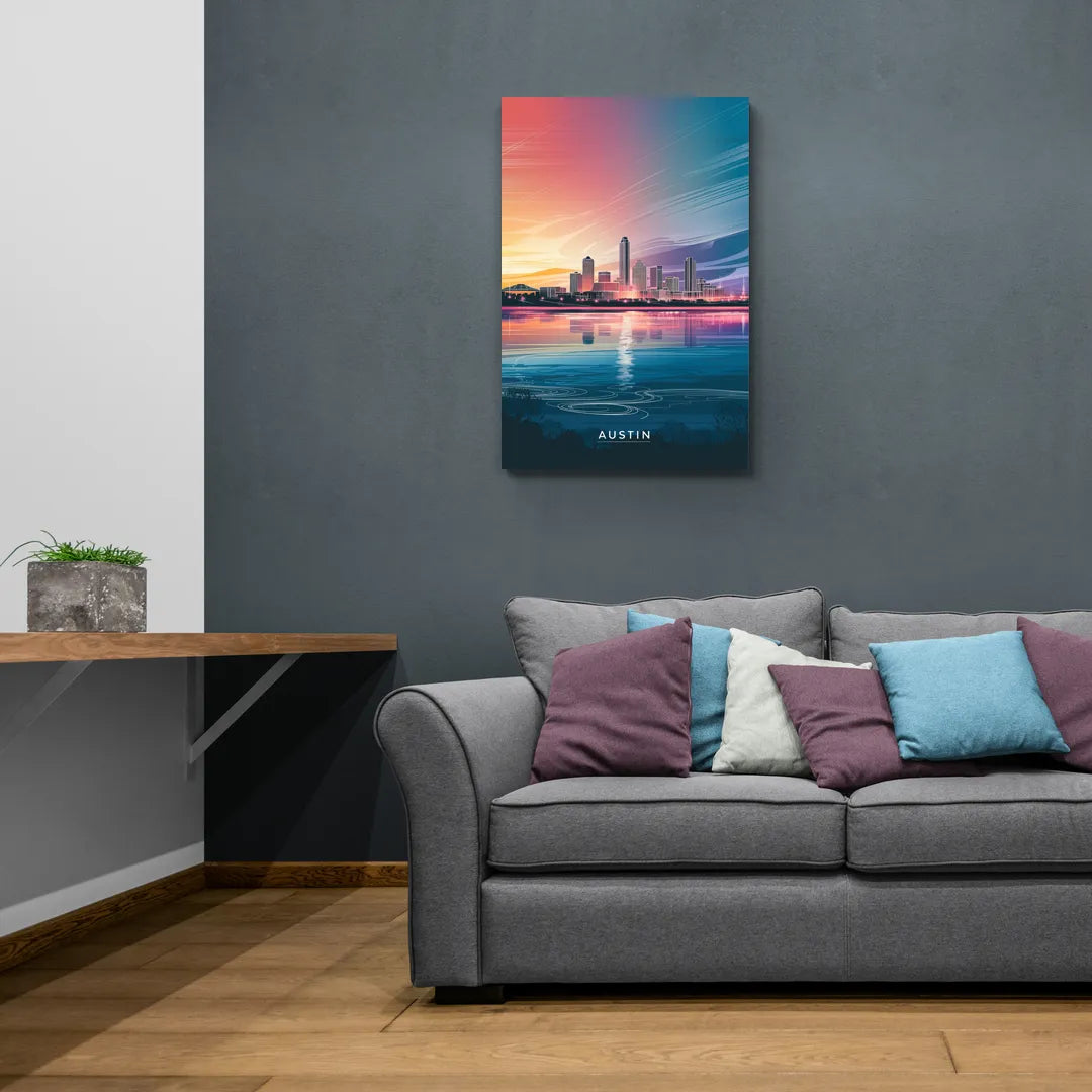 Austin Downtown Vibes Skyline - Canvas Wall Art Living Room