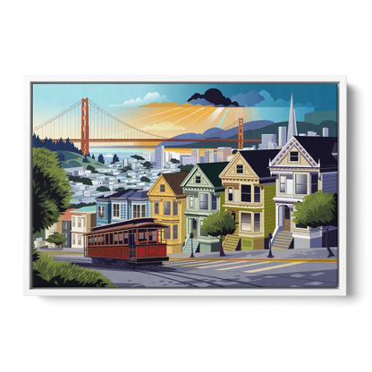 San Francisco Urban Landscape - White Frame Canvas