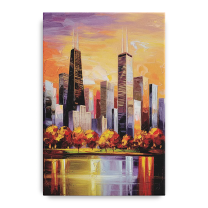 Chicago Skyline in Autumn - Canvas Wall Art