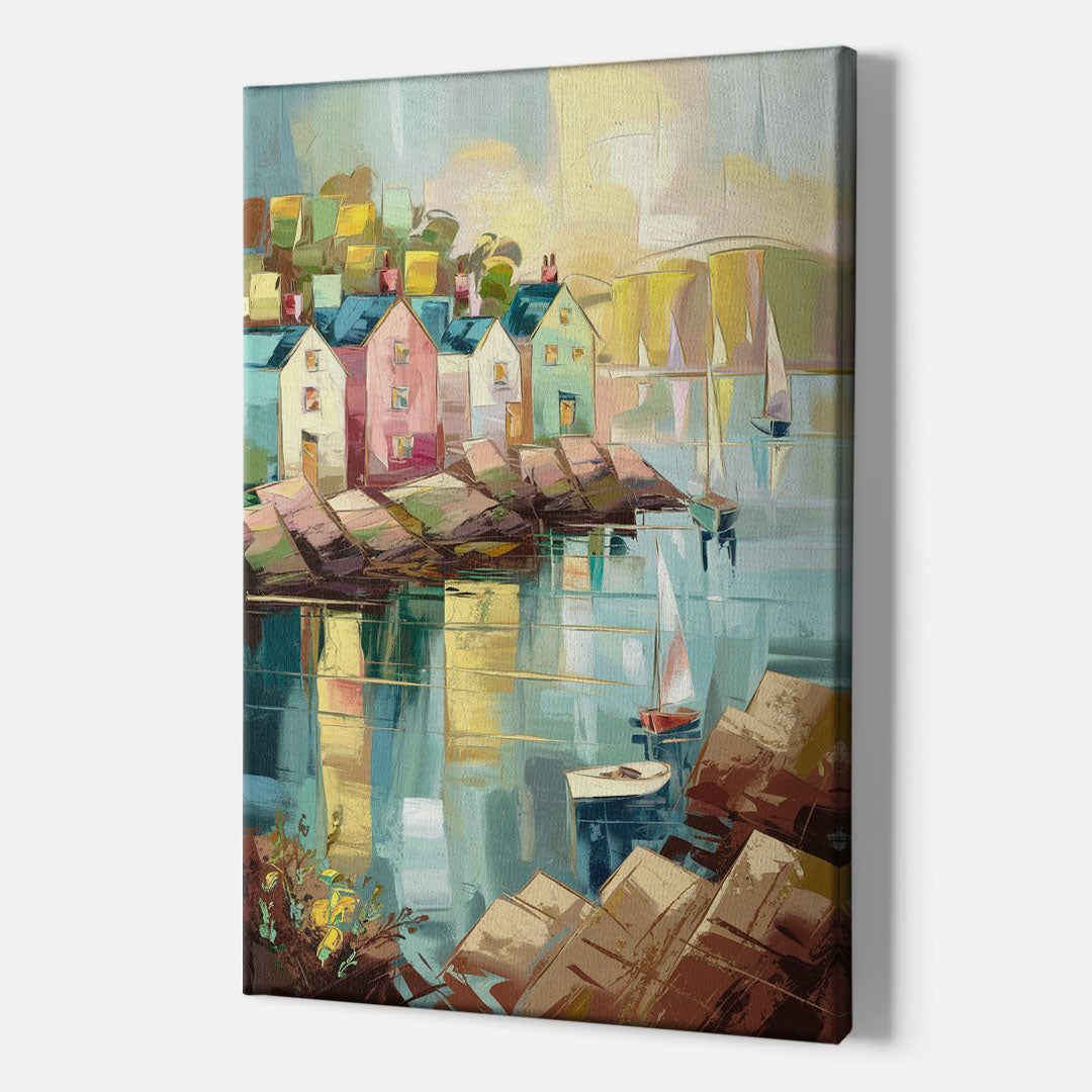 Bar Harbor Seaside Village - Canvas Wall Art Indoor
