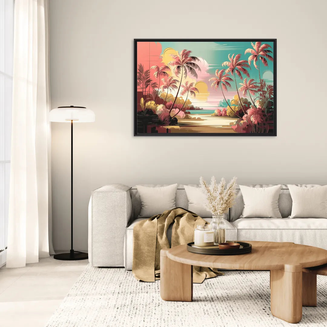 Fort Lauderdale Tropical Palm Trees - Living Room Black Frame Canvas