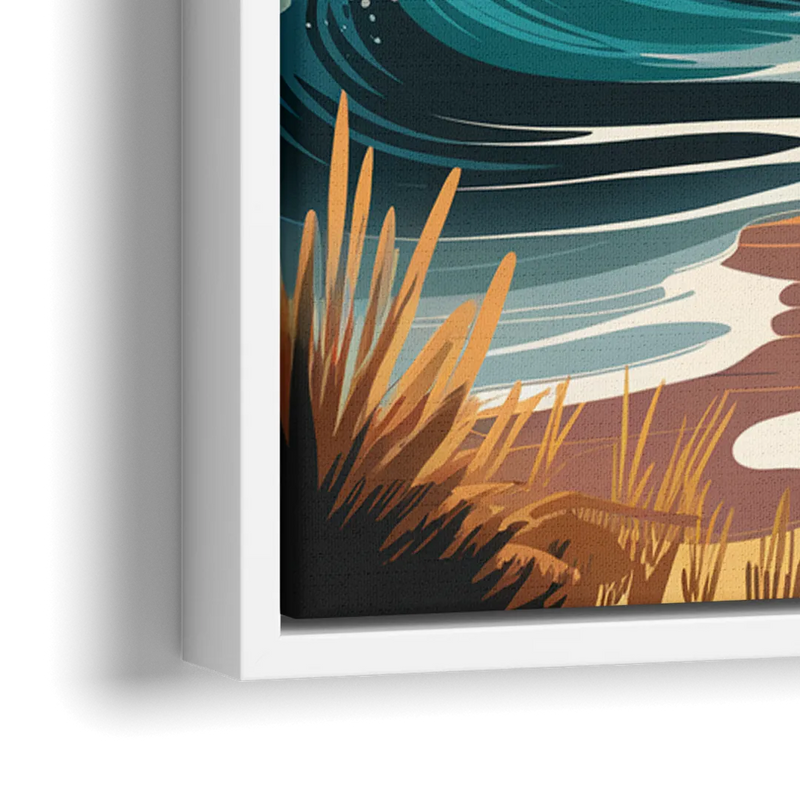 Cape May Seagulls in Flight - Close-Up White Frame Canvas