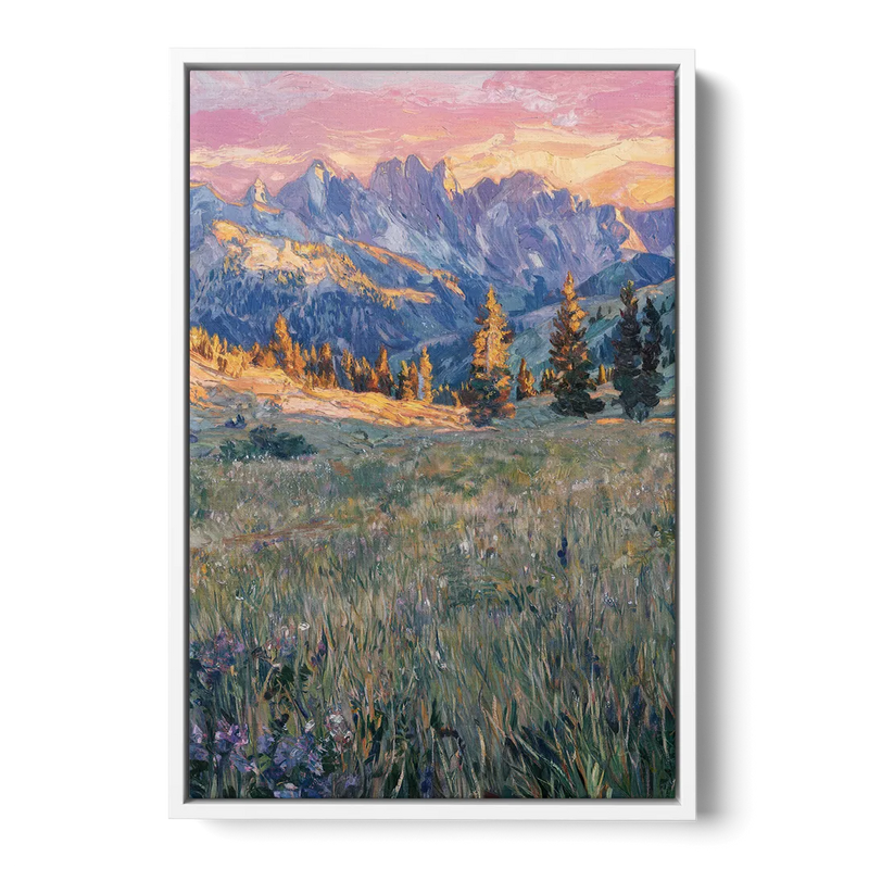 Bozeman Bridger Range - White Frame Canvas