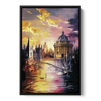 Oxford Cityscape Sunset - Black Frame Canvas