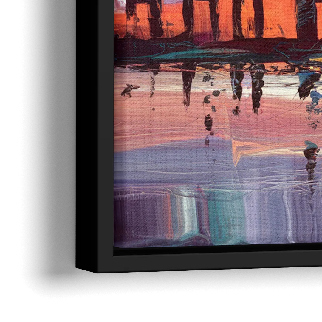 Chesapeake Bridge Silhouette - Close-Up Black Frame Canvas