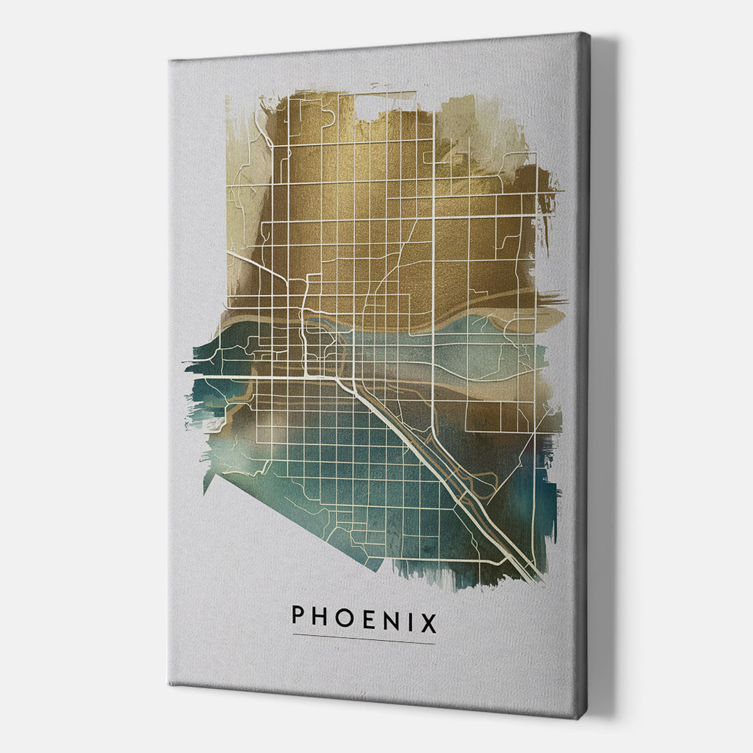 Phoenix Arizona Map Design - Canvas Wall Art Indoor