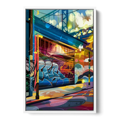 Oakland Street Art Scene - White Frame Canvas
