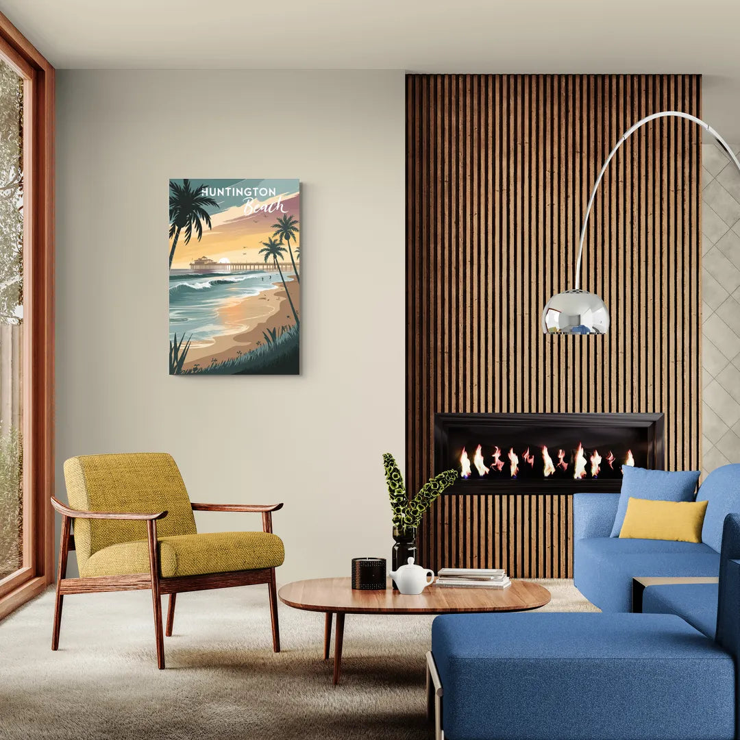 Huntington Beach Pacific Coast - Canvas Wall Art Living Room