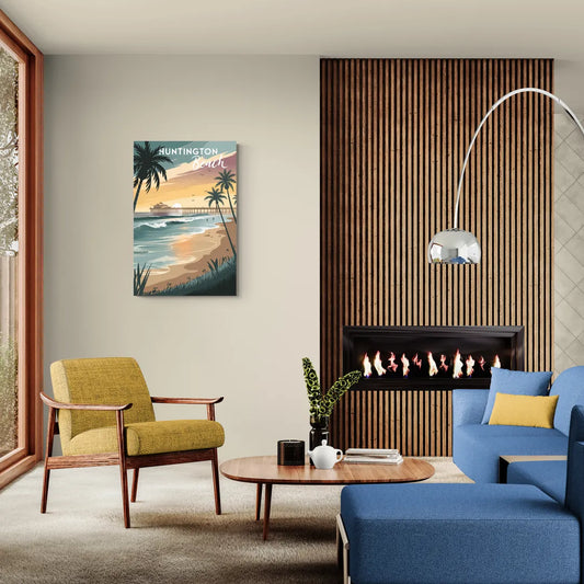 Huntington Beach Pacific Coast - Canvas Wall Art Living Room