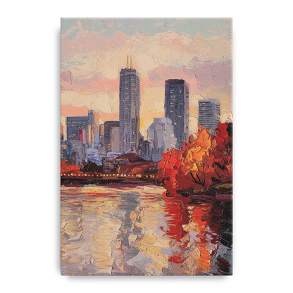 Boston Skyline with Fall Colors - Canvas Wall Art