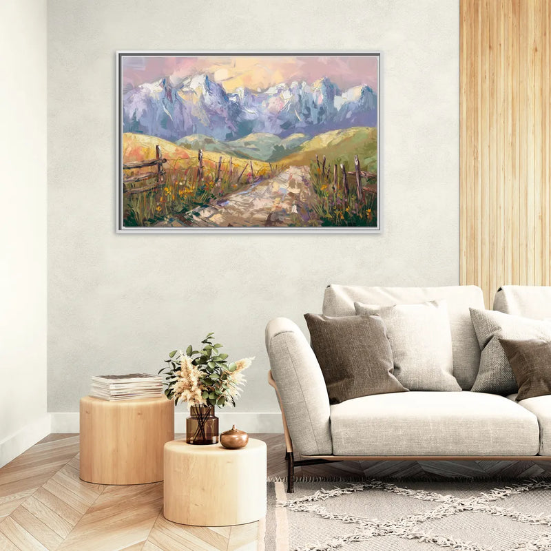Bozeman Mountain Views - Living Room White Frame Canvas