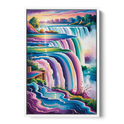 Niagara Falls Summer View - White Frame Canvas