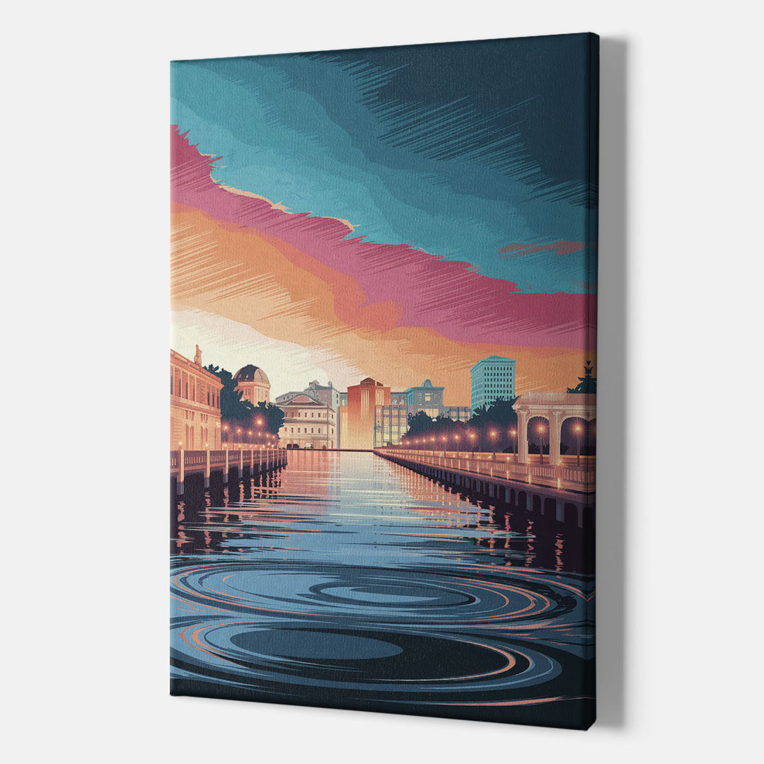 St. Petersburg Skyline Reflection - Canvas Wall Art Indoor