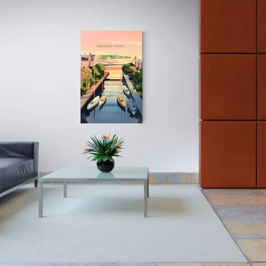 Mackinac Island Sunrise Harbor - Canvas Wall Art Living Room