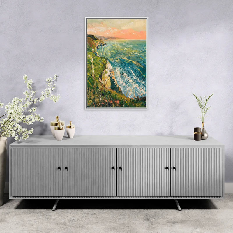 Big Sur Ocean Cliffs - Living Room White Frame Canvas